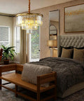 Dope Modern Crystal Chandelier Lighting Fixture With K9 Crystals Round Pendant Ceiling Light For Bedroom, Chrome Finish