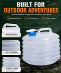 Collapsible Water Container With Spigot For Camping And Hiking showing reinforced handle and BPA-free material