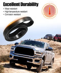 Heavy Duty Serpentine Drive Belt For Dodge Ram 2500 And 3500 Trucks 1994-2002 With 5.9L V8 Engine displayed with durability highlights.