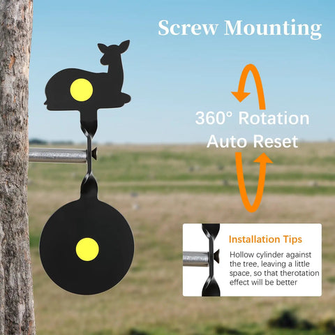 Dope Four Piece Steel Spinning Targets For BB Guns And Air Rifles Auto Reset Animal Silhouette Set deer target attached to tree
