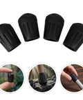 Four Pack Black TPR Rubber Feet For Camping Chairs And Folding Seats, Anti Sink Ground Protection With Textured Bottom