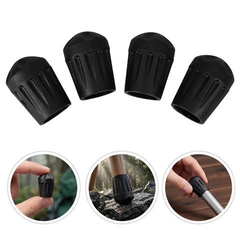 Four Pack Black TPR Rubber Feet For Camping Chairs And Folding Seats, Anti Sink Ground Protection With Textured Bottom