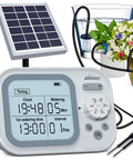 Smart Auto Drip Irrigation System For 15 Potted Plants, Self Watering Waterer For Indoor And Outdoor Gardens, control panel and solar panel
