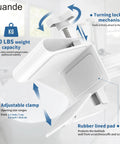 Heavy Duty Stainless Steel Bathtub Safety Rail With Rock Solid Adjustable Tub Handle For Bathrooms Featuring Oil Rubbed White Finish and details on adjustable clamp.