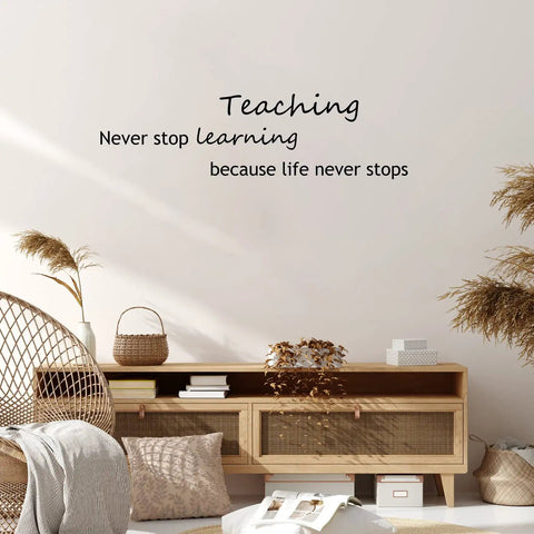 9 Pcs Vinyl Wall Decals With Inspirational Quotes Removable Motivational Sayings Peel And Stick For School Classroom Home Office Black Font Classic Decor on a living room wall.