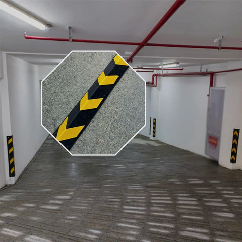 Heavy Duty L Shape Wall Corner Guard With Glowing Reflective Rubber Strip For Garage Warehouse Pillar Safety To Shield Beat Up Corners From Vehicle Bumps And Deliver Rock Solid Night Visibility For Anyone Parking Any Truck After Dark