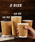 No Sleeve Needed 12 Oz Ripple Wall Corrugated Insulated Paper Cups With Anti Scald Grip For Hot Or Cold Drinks 16oz comparison