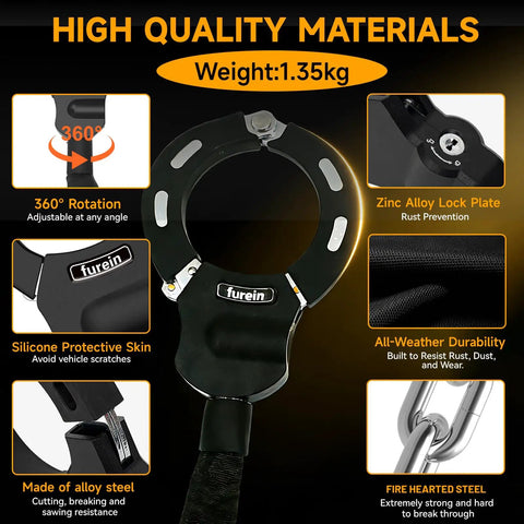 35.8 Inch Heavy Duty Electric Scooter Lock Anti Theft With Secure Bag And 3 Keys High Security For Electric Scooters E Bikes And Motorcycles Built To Resist Cuts And Shocks