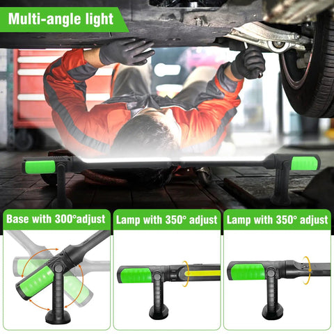 Dope Two In One Magnetic Work Light With 2400 Lumen LED, 4400mAh Rechargeable Battery in use under car hood in garage