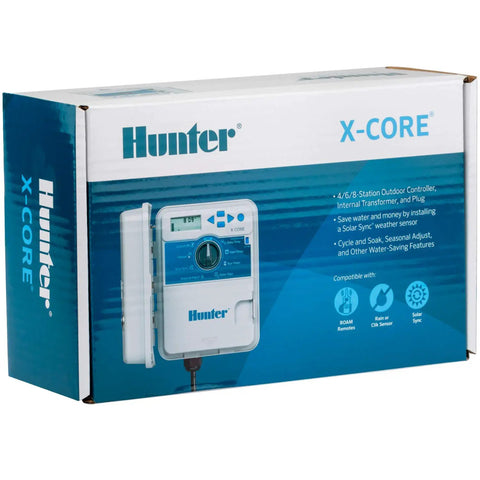 XC600 X-Core Six Zone Outdoor Sprinkler Controller With Easy Install Timer For Lawn And Garden, box packaging view