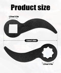 Two Pack Pry Bar Wrench Adaptor Heads With Plum Blossom Mouth And Square Mouth, measurements shown, for Car Repair and DIY Projects