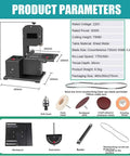 Pro Level Benchtop Bandsaw Pumping 800 Watts For Quick 70 mm Resaw Cuts Through Dense Wood Acrylic And Foam With A Zero Sweat Tilting Fence And Bull Strong Steel Table Base, displaying dimensions and features.