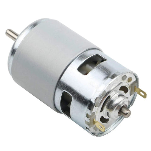 12V 10000 RPM Mini Gear Motor With All Metal Gears And High Torque, angled view showing 45mm diameter and center output shaft