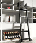 Sliding Ladder Hardware Kit With Brake Wheels, 3.3Ft To 24Ft Adjustable Track System, 10Ft Track Included, installed in home library.