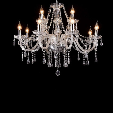 Dope Modern 12 Light K9 Crystal Chandelier Pendant Ceiling Light in European Style with clear glass drops, bulbs not included