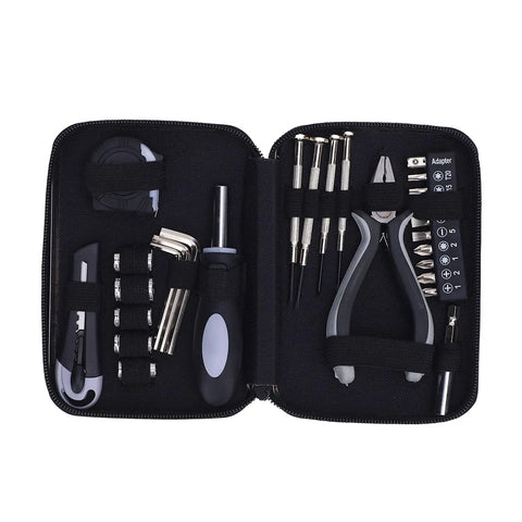 Must Have Home Repair Starter Tool Kit With Ten Bit Set Four Screwdrivers Tape Measure Pliers Hex Wrenches In Durable Iron Storage Box For DIY Beginners And Homeowners