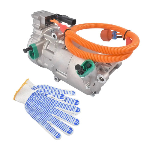 Bolt Right In 125W Belt Driven AC Compressor For Tesla Model S And Model X 2016 To 2020, showcasing iron and aluminum construction.