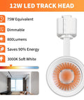 12W LED Track Lighting Heads For J Track System Dimmable Ceiling Fixtures For Wall Art 12W 800LM CRI90 3000K with features