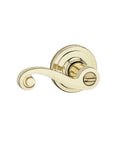 Lido Interior Privacy Door Handle With Lock For Bathroom And Bedroom, Polished Brass Reversible Lever, side view