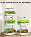 Two Indoor Hydroponics Garden Systems with 66 Pod Kit, Dual LED Grow Light, and vegetables for urban farmers in a kitchen setting.