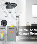 Oil Rubbed Bronze Shower System With 16 Inch Rainfall Shower Head and oxygen mixing technology demonstration