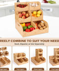 Three Tier Bamboo Pantry Organizer With Ventilated Design And Handy Handles For Fruits Vegetables Potatoes And Onions Plus Snacks Spices Coffee Pods And More On Countertop