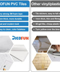 Comparison chart showing DICOFUN PVC tiles benefits over other vinyl tiles, highlighting durability, thickness, and resistance to yellowing.