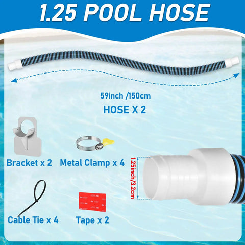 2 Pack 1.25 Inch EVA Pool Pro Grade Hoses With 2026 Upgrade Flexible Tube Head And 2 Brackets For Above Ground Pools Vacuum