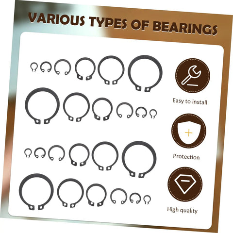 C Type Retaining External Snap Ring Kit In Carbon Steel Shaft Clips For Axles And Moving Parts With Smooth Surface