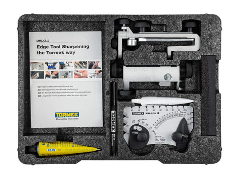 Top Shelf Water Cooled Sharpening System For Keeping All Your Edges Slick And Fly On Every Woodworking Project Featuring Smooth Wet Cooling And Includes Full Guide, TORMEK setup kit with instructional DVD.