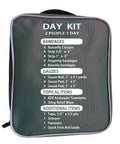 Two Person Day Trip First Aid Kit with bandages, gauze, and butterfly closures for outdoor adventures in a compact grab-and-go case.
