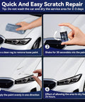 High Gloss White Auto Touch Up Paint Pen For Vehicle Scratch Repair Hoods Bumpers And Rims Quick Dry Slick Finish No Fuss Formula demonstrated in scratch repair steps.