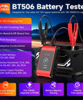 BT506 Battery Tester Analyzer For 6V And 12V Cars And Trucks, Checks 100-2000 CCA, Voltage And Health Readouts, DIY-Friendly, Plug-And-Play Auto Battery Diagnostic Tool For Quick Failure Prevention And Peace of Mind, with clamps