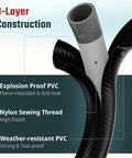 Cross-section of Six-Foot Propane Adapter Hose For Blackstone 17 And 22 Inch Tabletop Griddles With 90 Degree Elbow shows 3-layer construction.