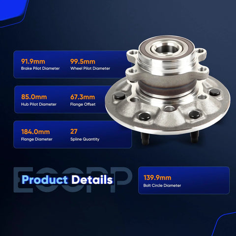 Front Wheel Hub Bearing Assembly Pair 515121 For Chevrolet Colorado 2009 Through 2012 4x4 And GMC Canyon 2009 Through 2012 4x4 With ABS
