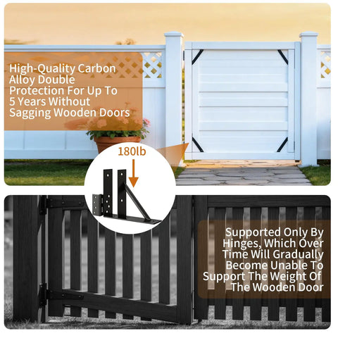 Heavy Duty Gate Corner Brace Kit With Self Locking Latch, Anti Sagging Gate Hardware For Wood Fences, Deck Gates, Driveways, Sheds And Corrals, Adjustable Fit, Durable Steel Brackets To Keep Gates Level And Solid