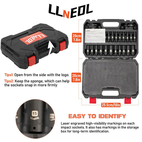 Open case of Beefy One Quarter Inch Drive Impact Socket Set With Eighty Three Pieces Metric And SAE From Four To Fifteen Millimeters