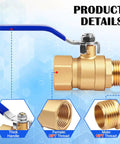 Two Pack Three Quarter Inch Brass Ball Valves With Female NPT To Male NPT Threads Beefy Forged Brass Shut Off Valves Full Port