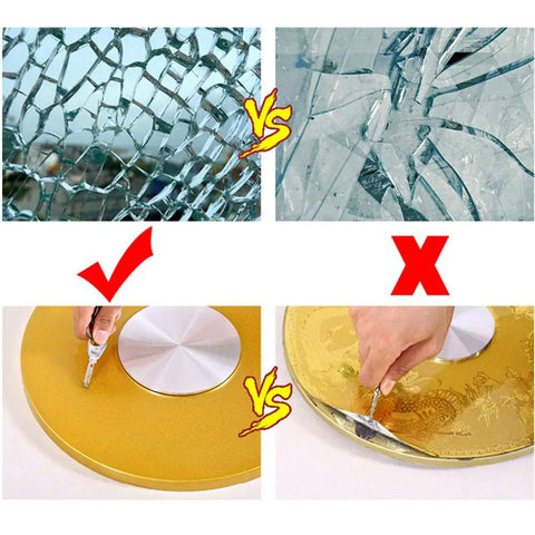 Comparison of tempered glass and alternative materials in Smooth Silent 27.5 Inch Lazy Susan Turntable With 10mm Tempered Glass Plate And Thick Aluminum Bearing 360 Degree Rotation Durable Gold Or Silver Base Ultra Handy Kitchen Pantry Display Tray For Easy Reach.