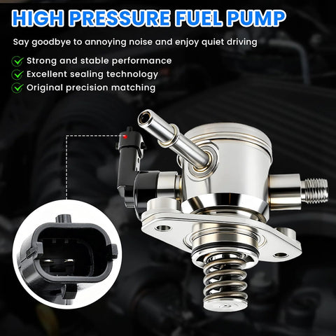 EP1028 High Pressure Fuel Pump Plug And Play Compatible With 2010 To 2017 2 4L Buick LaCrosse Regal Verano Chevy Equinox Malibu GMC Terrain Direct Injection Fuel Pump Assembly Part Numbers 12641847 And 12639694, highlighting strong performance and excellent sealing technology