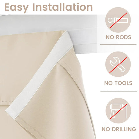 Sidelight Door Curtain Panel For Front Door With Privacy, Thermal Insulated Tie Up Shade, no rods or tools needed installation.
