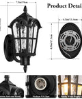 16 Inch 2 Pack Large Motion Sensor Outdoor Wall Lights Dusk To Dawn Porch Lights Wall Mount Vintage Exterior Sconce Lanterns Black