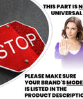 Sign stating 'Stop' and warning about product model compatibility for Wide Running Belt For Treadmills 18 Inch By 104 Inch.
