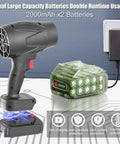 Dual Battery Cordless Leaf Blower With Charger Lightweight Handheld Dust Blower 450000 RPM High Speed Motor pictured with charger