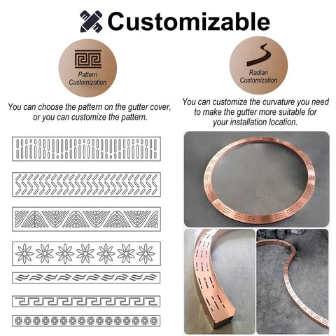 DIY Friendly Customizable Stainless Steel Linear Drain System For Driveways Pools And Lawns Slender Trench Drain options