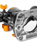 Plunge Base Kit For Compact Trim Routers With Die Cast Construction shown with attachment features for precision routing.