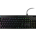 Full Size Mechanical Gaming Keyboard With Snappy Romer G Switches And Fire Multicolor Rgb Backlighting top view with media controls