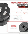 Close-up of the Slick 360 Degree Swivel Tripod Leveling Base showing anti-slip design and lock tighter features.