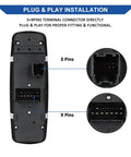 Driver Side Power Window Switch Replacement For 2012 To 2015 Dodge Grand Caravan Town And Country And 2013 To 2015 Ram showing 3 to 9 pin connectors