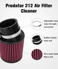Beefed Up Air Filter Adapter Kit For Predator 212cc 196cc Coleman CT200U BT200X KT196 6.5Hp Clone Engine Mini Bike Go Kart Performance Parts Red Fits Honda Clones showing red air filter with clamp and rubber holster